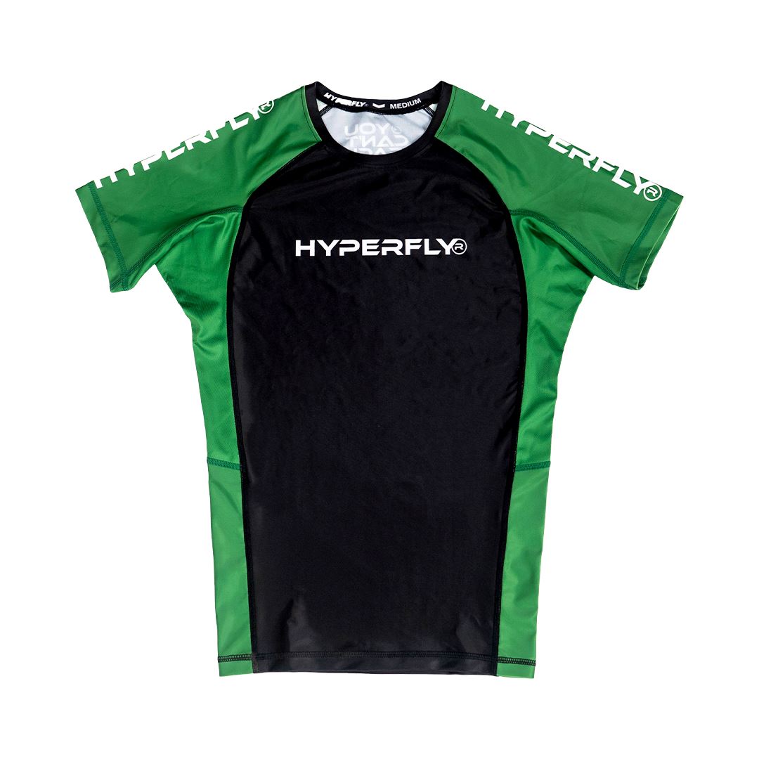 Junior CyberFly Ranked Rash Guard No Gi - Rash Guard Hyperfly Green Junior X Small