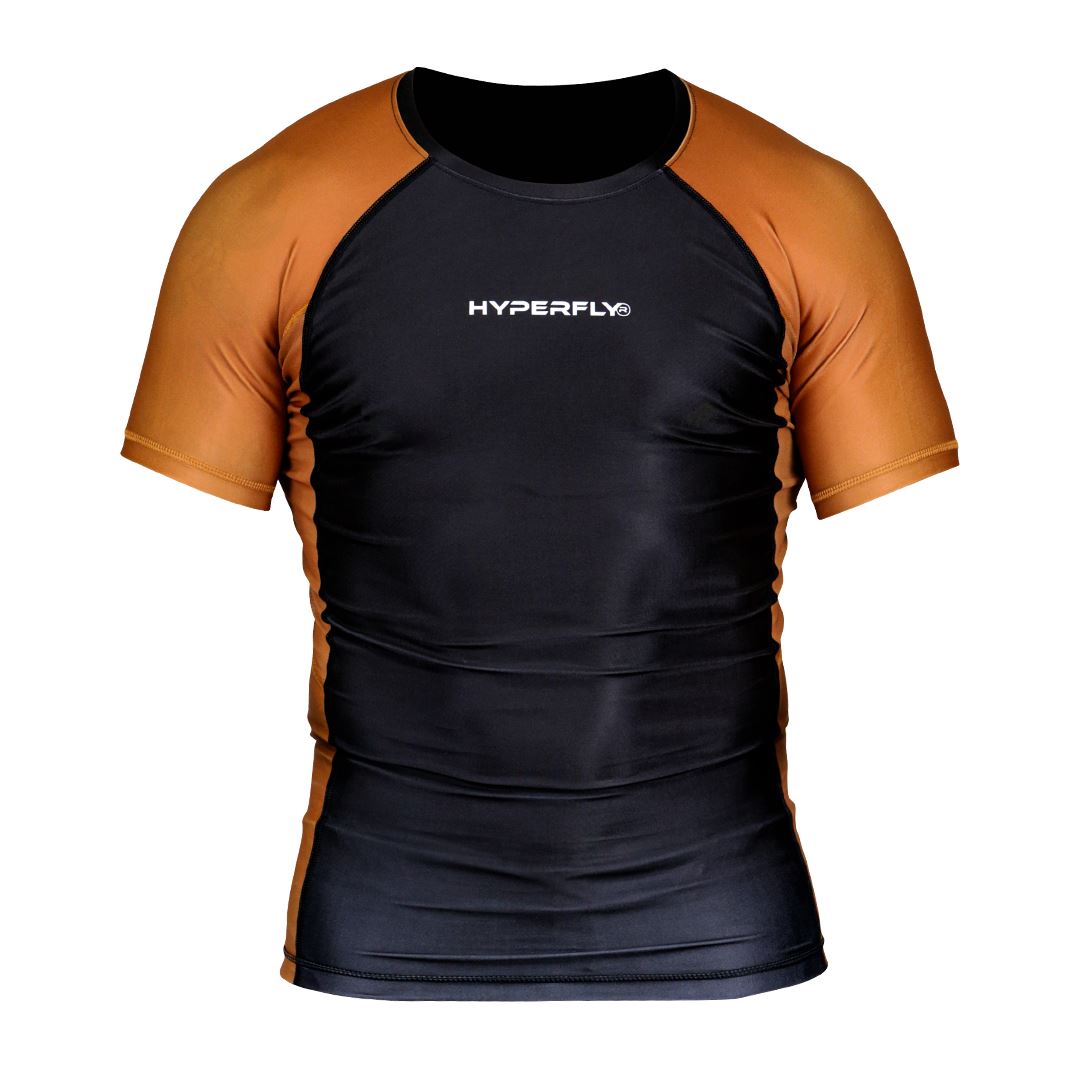 CyberFly Short Sleeve Ranked Rash Guard No Gi - Rash Guard Hyperfly Brown X Small 