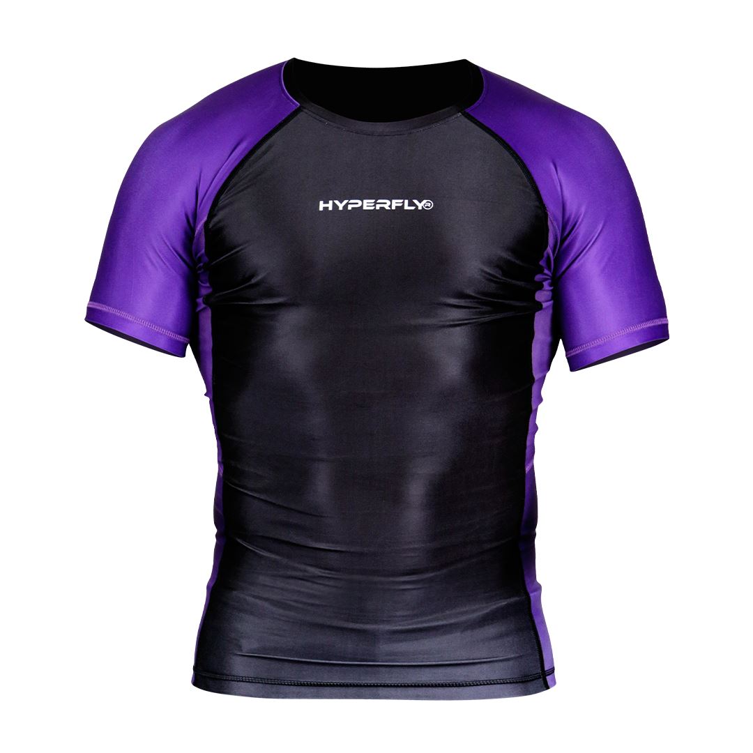 CyberFly Short Sleeve Ranked Rash Guard No Gi - Rash Guard Hyperfly Purple X Small 