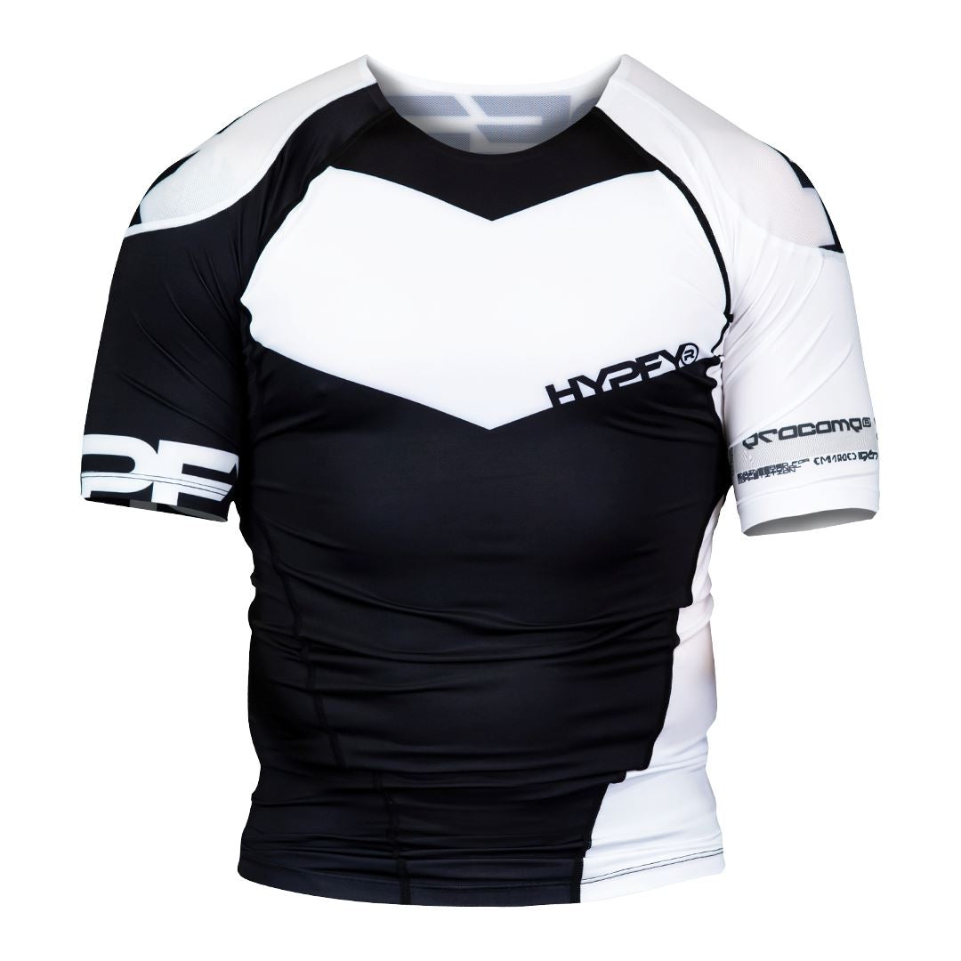 ProComp Edge Ranked Rash Guard No Gi - Rash Guard Hyperfly Short Sleeve Black with White X Small